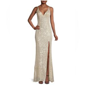 Mac Duggal Ieena Sequin V-Neck Gown size 2